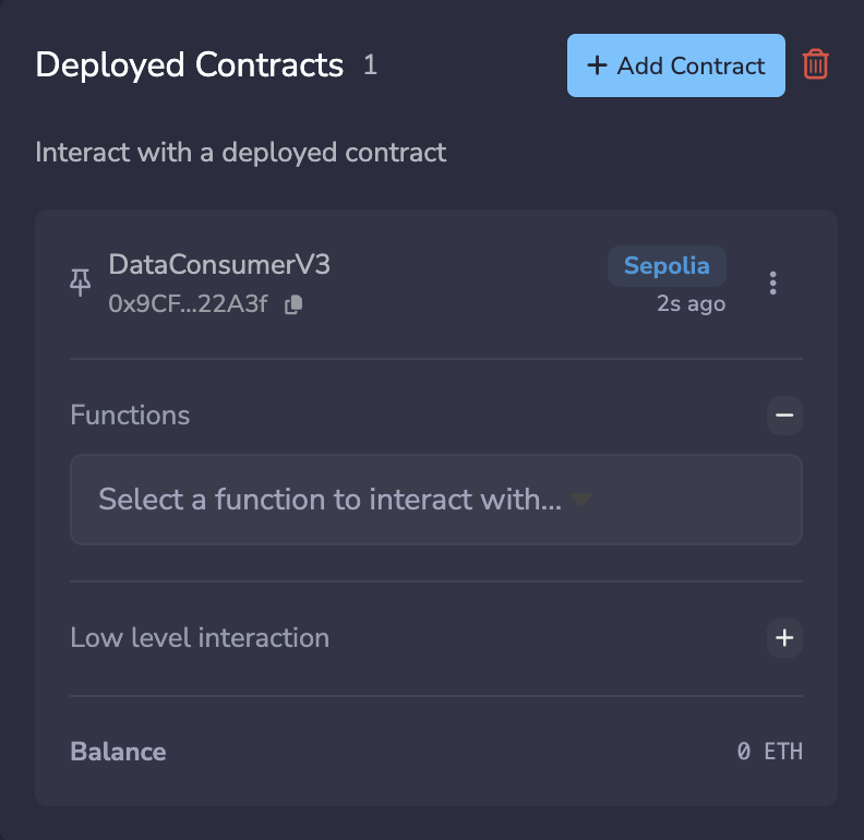 DataConsumerV3 deployed in Remix