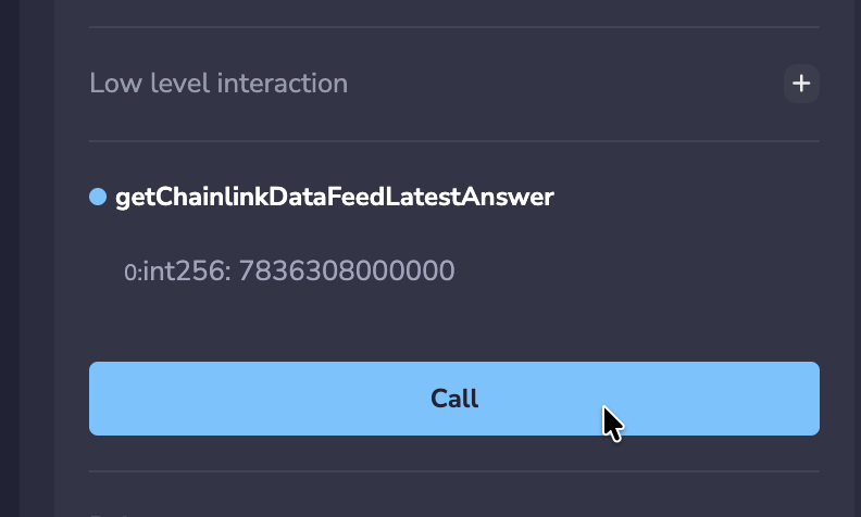 Latest price answer returned by the contract